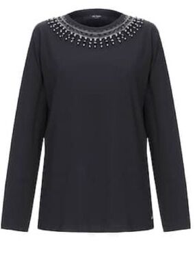 Black Long-Sleeve Jewel-Neck Top